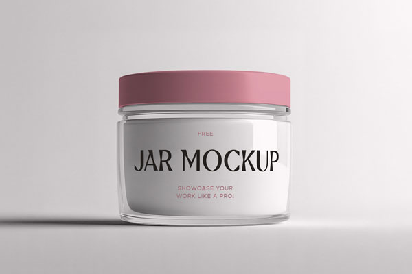 Transparent Glass Cosmetic Jar Mockup