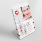 Transparent Leaflet and Its Holder with Three Different Shots Mockup