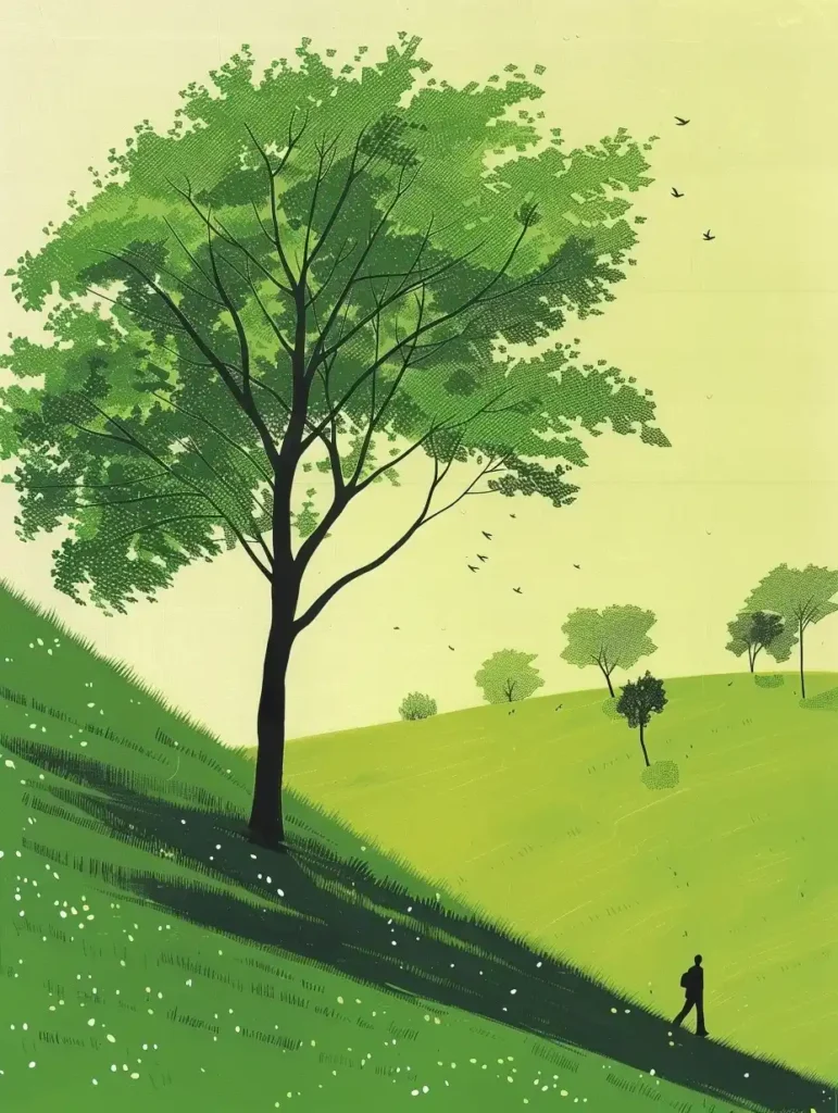 Tree and Walker Landscape