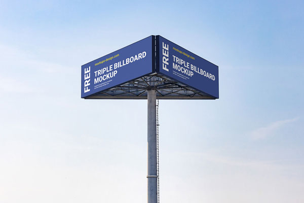 Triple Billboard Mockup with Sky in the Background
