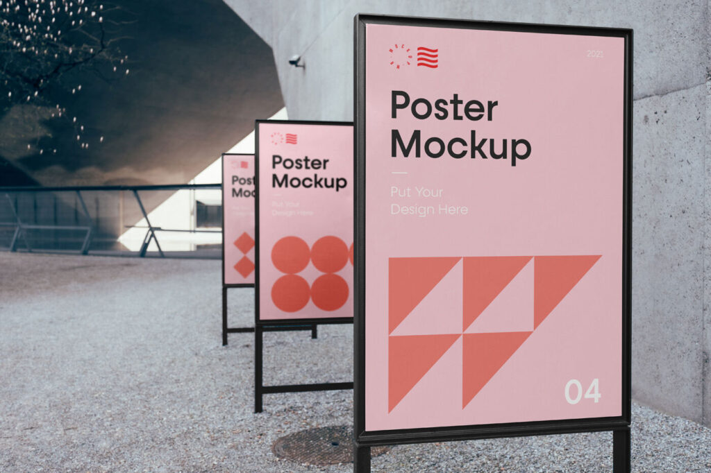 Triple Poster in a Row Mockup