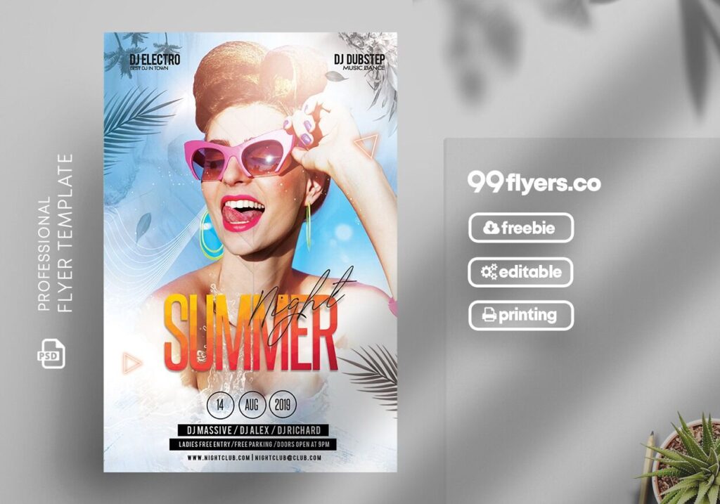 Tropical Border Summer Party Flyer Template