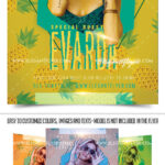 Tropical, Illustrated Summer Party Flyer and Facebook Cover Templates