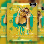 Tropical, Illustrated Summer Party Flyer and Facebook Cover Templates
