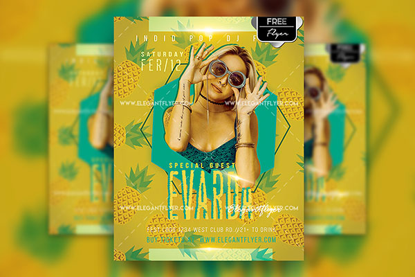 Tropical, Illustrated Summer Party Flyer and Facebook Cover Templates