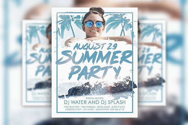 Tropical Summer Party Flyer and Facebook Cover Template flyer preview