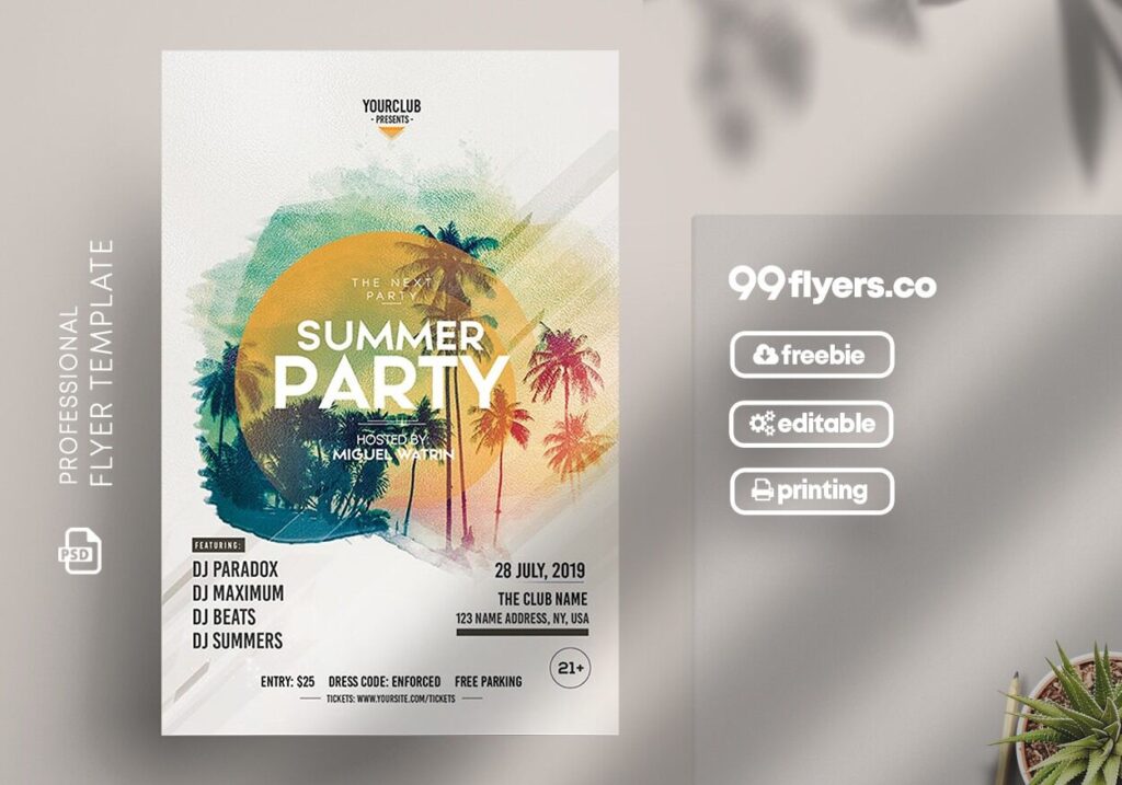 Tropical Summer Party Flyer Template
