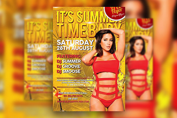 Tropical Sunset Summer Party Flyer and Facebook Cover Template