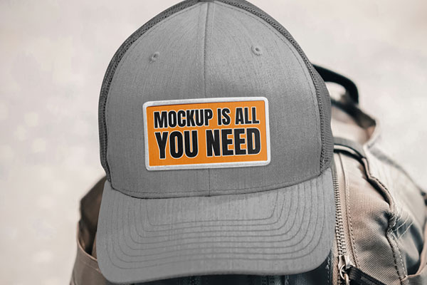 Trucker Hat with Label Mockup