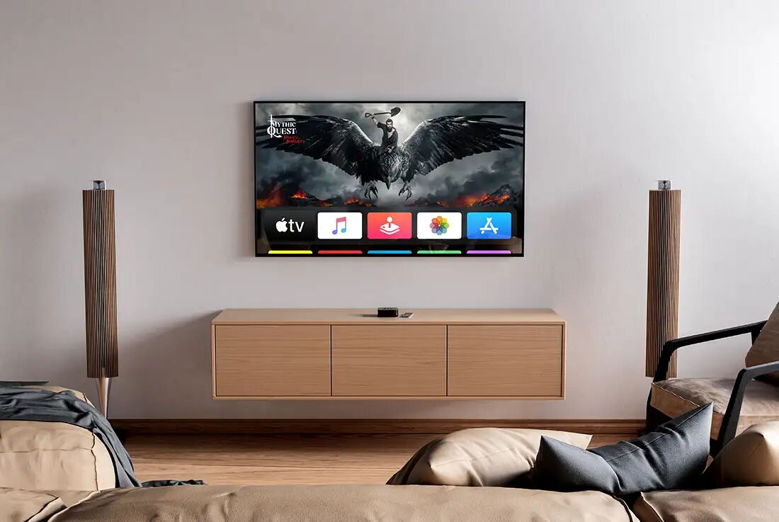 Tv mockup featuring A Comfortable Room With Tv Stand FREE PSD
