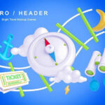 Two 3D Illustrated Travel Header Image Scene Mockups