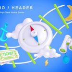 Two 3D Illustrated Travel Header Image Scene Mockups