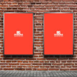 Two Frames on Brick Wall in Outdoor Sidewalk Setting Mockup