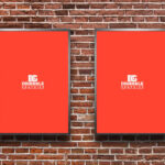 Two Frames on Brick Wall in Outdoor Sidewalk Setting Mockup