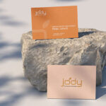 Two Business Card on a Rock Mockup