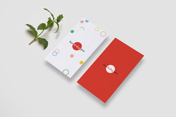 Two Business Cards Laid Vertically in a Perspective View Mockup