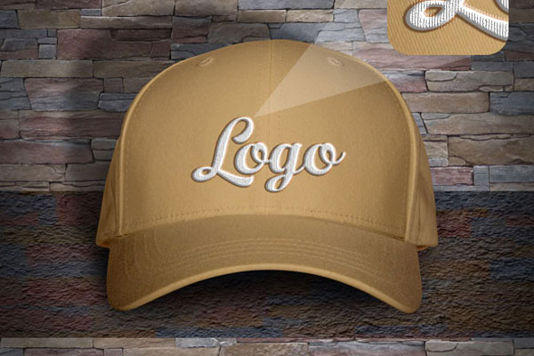 Two Caps Placed on Stone Step in Front View Mockup