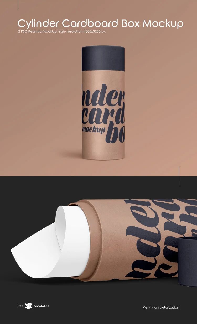 Two Cardboard Cylinder Mockups FREE PSD