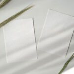 Two Cards in a Scene Decorated with Wheat Flowers Mockup