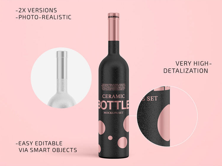 Two Ceramic Drink Bottle with Simple Mockups