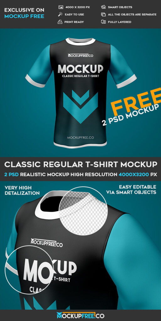 Two Classic Regular Round Neck T-Shirt Mockups