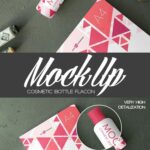 Two Cosmetic Bottle and a A4 Brochure Mockups