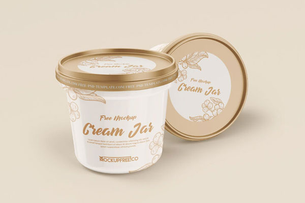 Two Cylindrical Plastic Cream Jar Mockups
