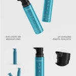 Two Cylindrical Pump Dispenser Cosmetic Bottle Mockups