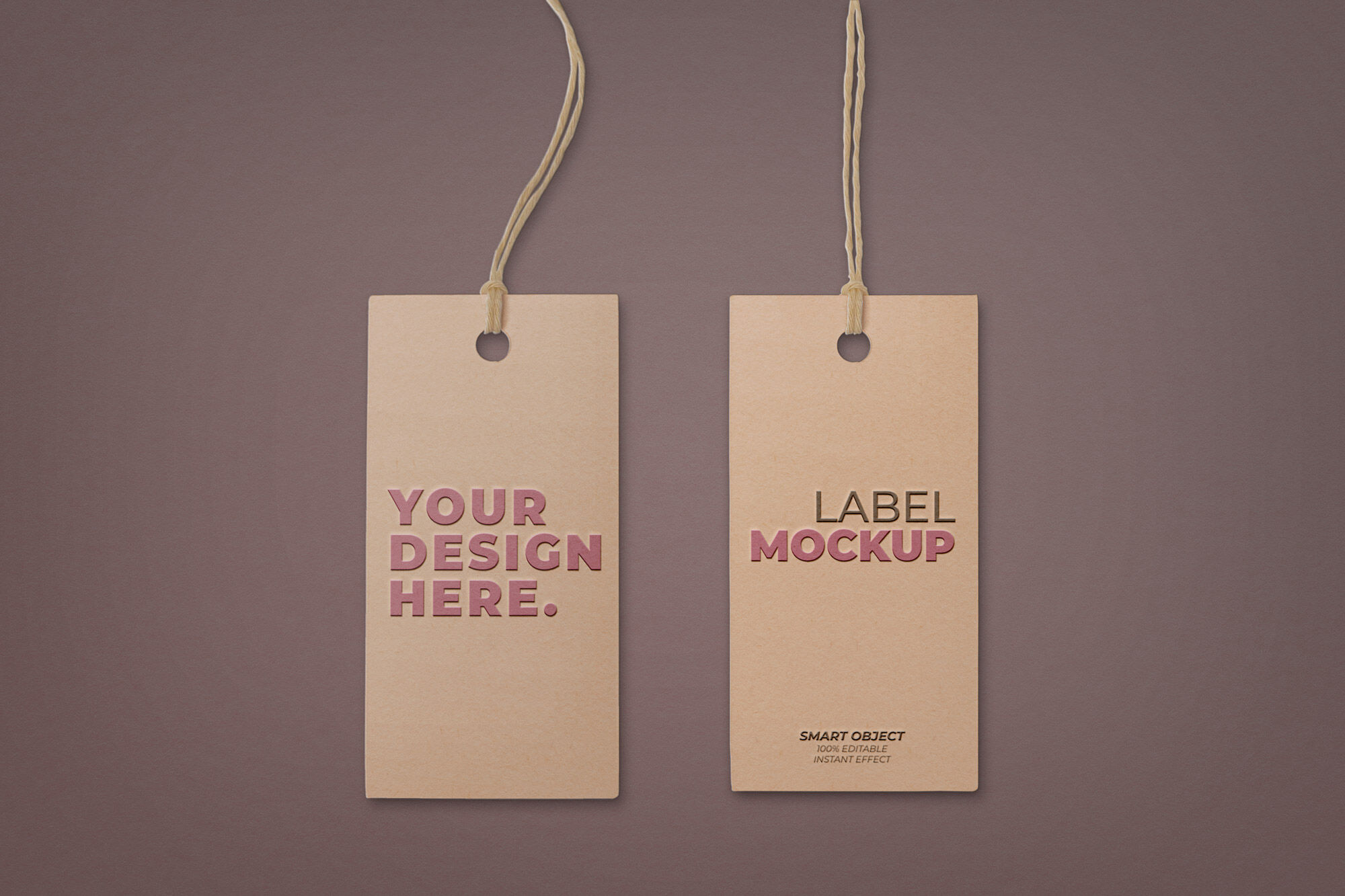Two Embossed Hangtags Laid on the Surface in Top View Mockup FREE PSD
