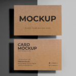 Two Floating Business Cards in the Top View Mockup
