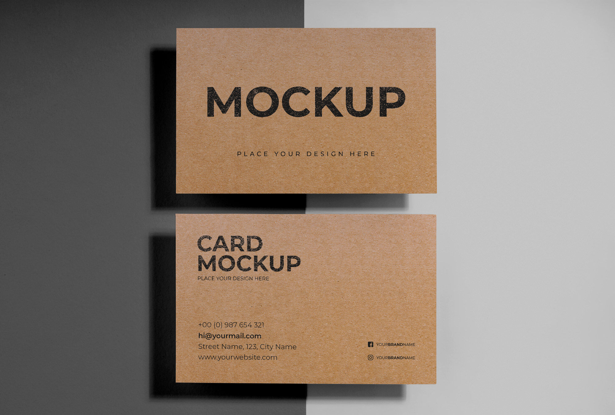 Two Floating Business Cards in the Top View Mockup FREE PSD
