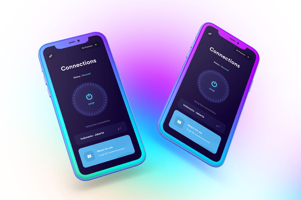 Two Floating Clay iPhones Mockup