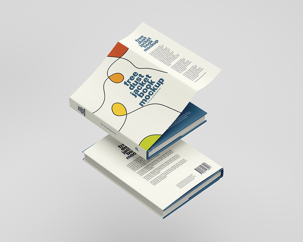 Two Floating Dust Jacket Books Mockup