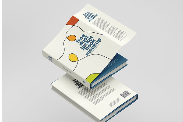 Two Floating Dust Jacket Books Mockup
