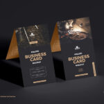 Two Fold Over Business Cards in Perspective Mockup