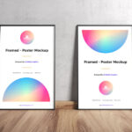 Two Framed Posters on Wooden Floor Leaning Against Wall Mockup