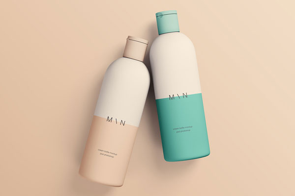 Two Fully Editable Cosmetic Bottles Mockup