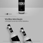 Two Glass Vodka Bottles Mockups