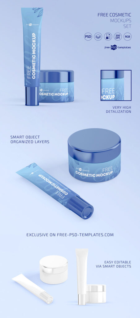 Two Glossy Plastic Cosmetic Tube and Jar Mockups