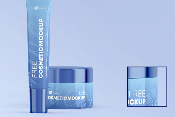 Two Glossy Plastic Cosmetic Tube and Jar Mockups