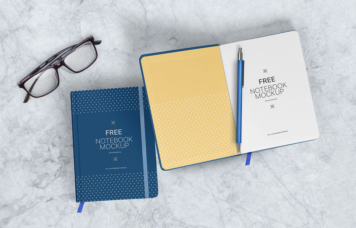 Two Hardcover Notebooks Mockup FREE PSD