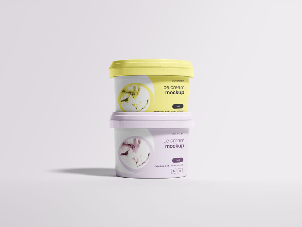 Two Ice Cream Packages Above Each Other Mockup