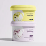 Two Ice Cream Packages Above Each Other Mockup