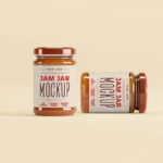 Two Jam Jars in Shrink Sleeves in the Front View Mockup