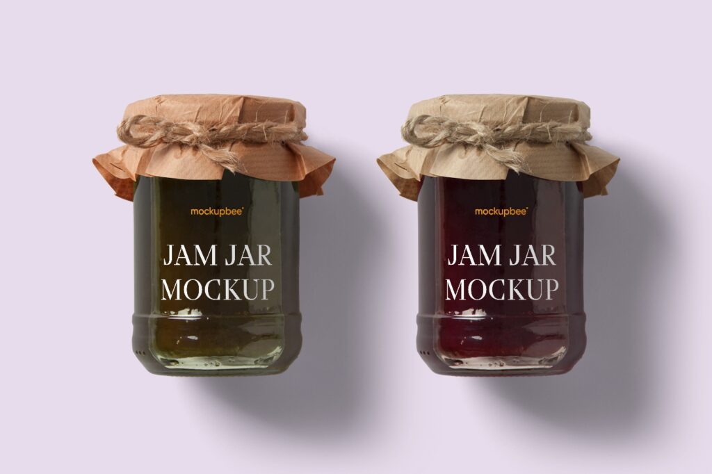 Two Jam Jars Mockup with Paper Lid Covers