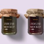 Two Jam Jars Mockup with Paper Lid Covers