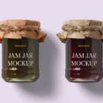 Two Jam Jars Mockup with Paper Lid Covers