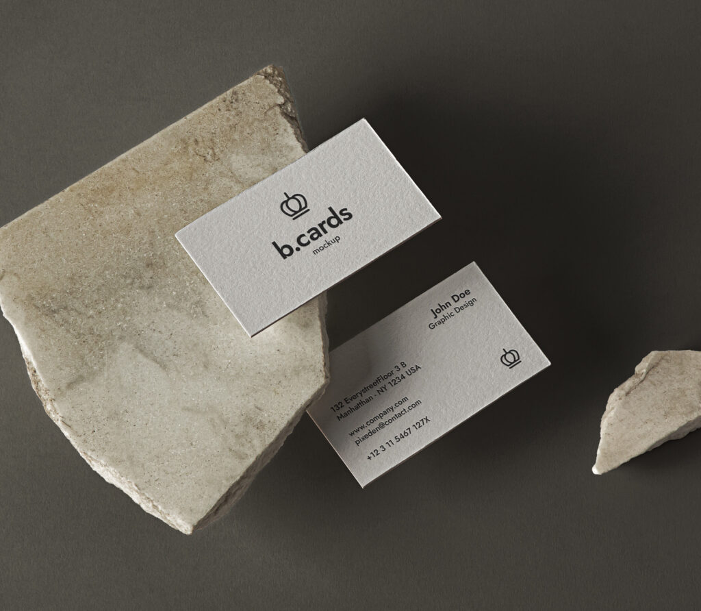 Two Levitating Business Cards Mockup