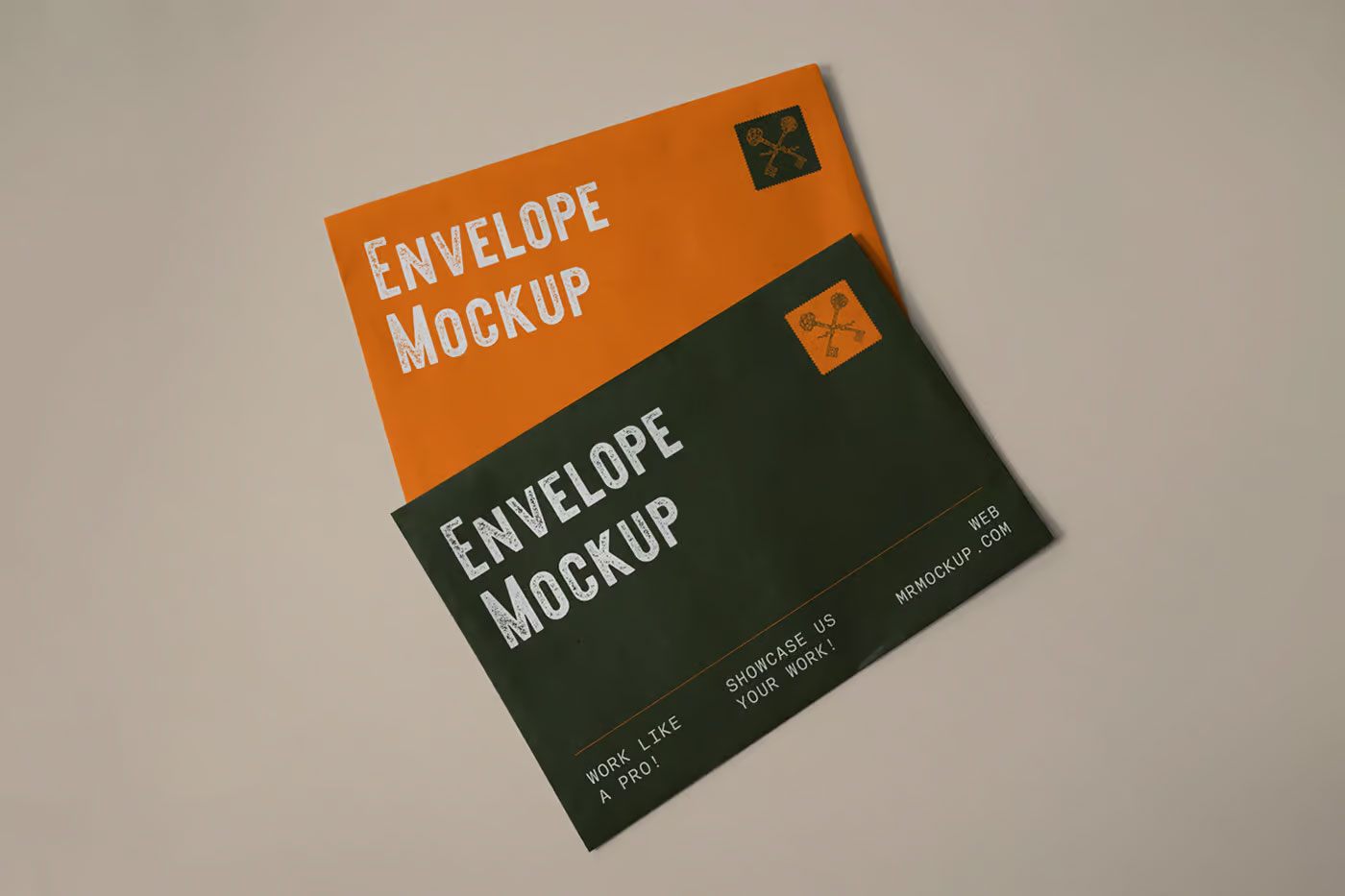 Free Two Lying Paper Envelope Mockups PSD Template