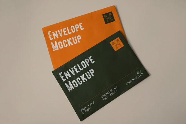 Two Lying Paper Envelope Mockups